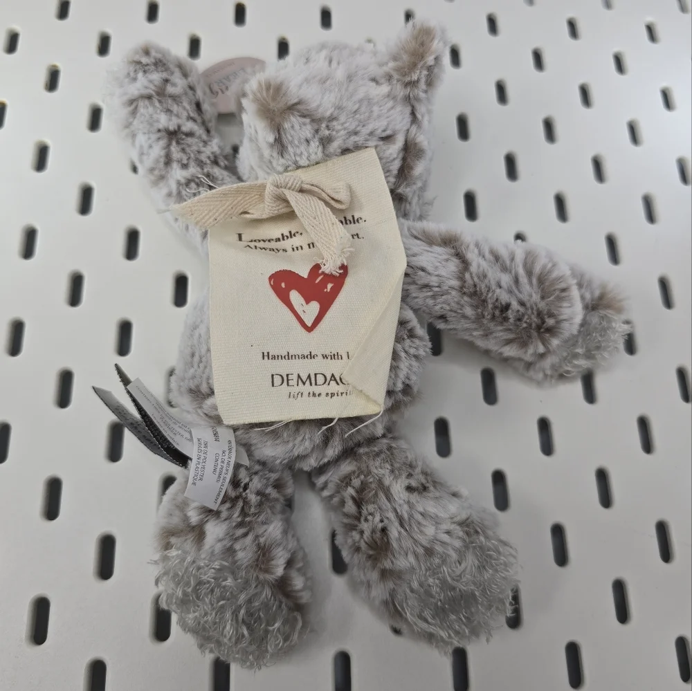 DEMDACO Loveable Mini Giving Bear Plush Comfort Toy Gray Tan 8.5” Stuffed Animal